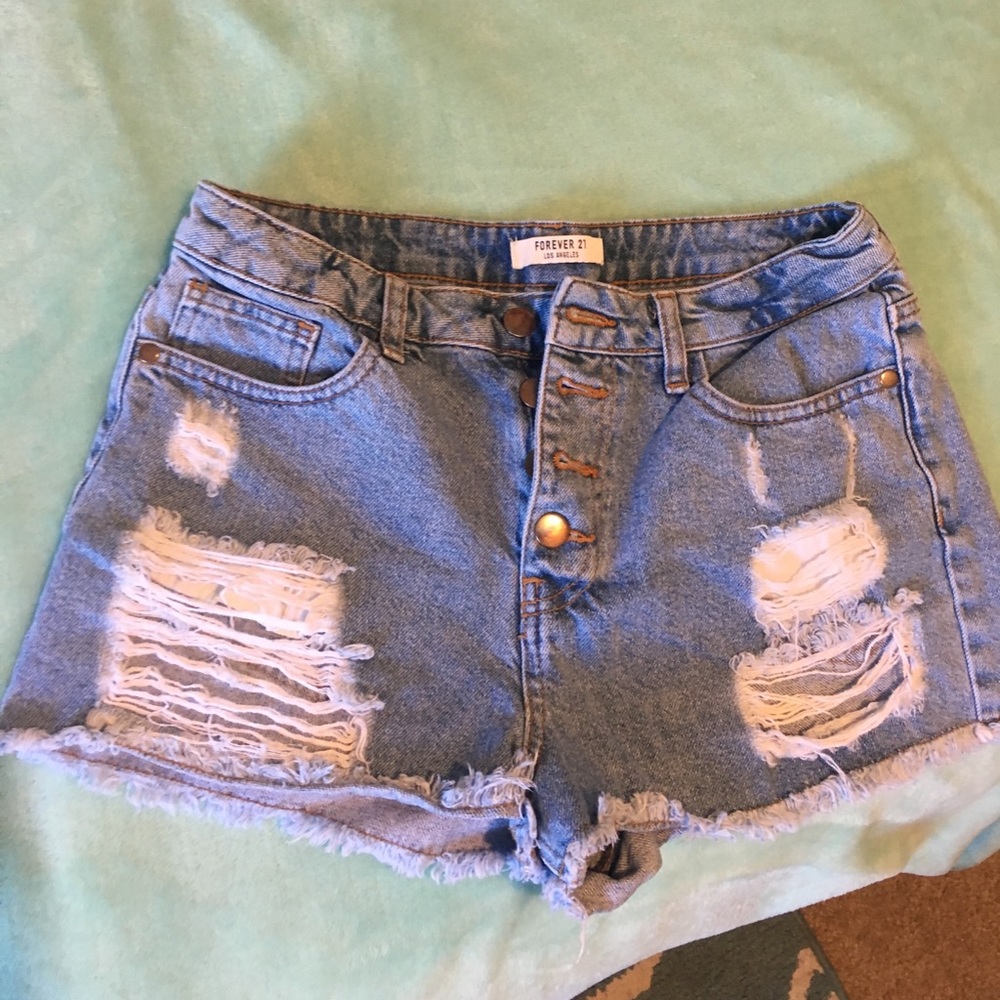 Forever 21 High-Waisted Lightwash Denim Shorts